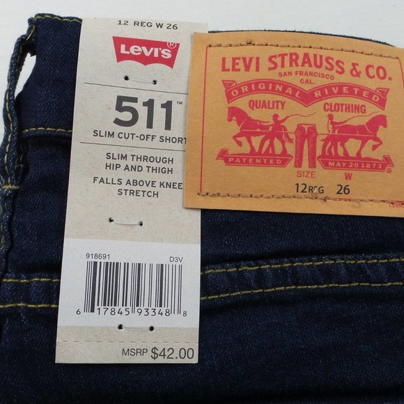 LEVIS 511 Big Boys Denim Shorts Classics 12 Reg 26 - Picture 5 of 6